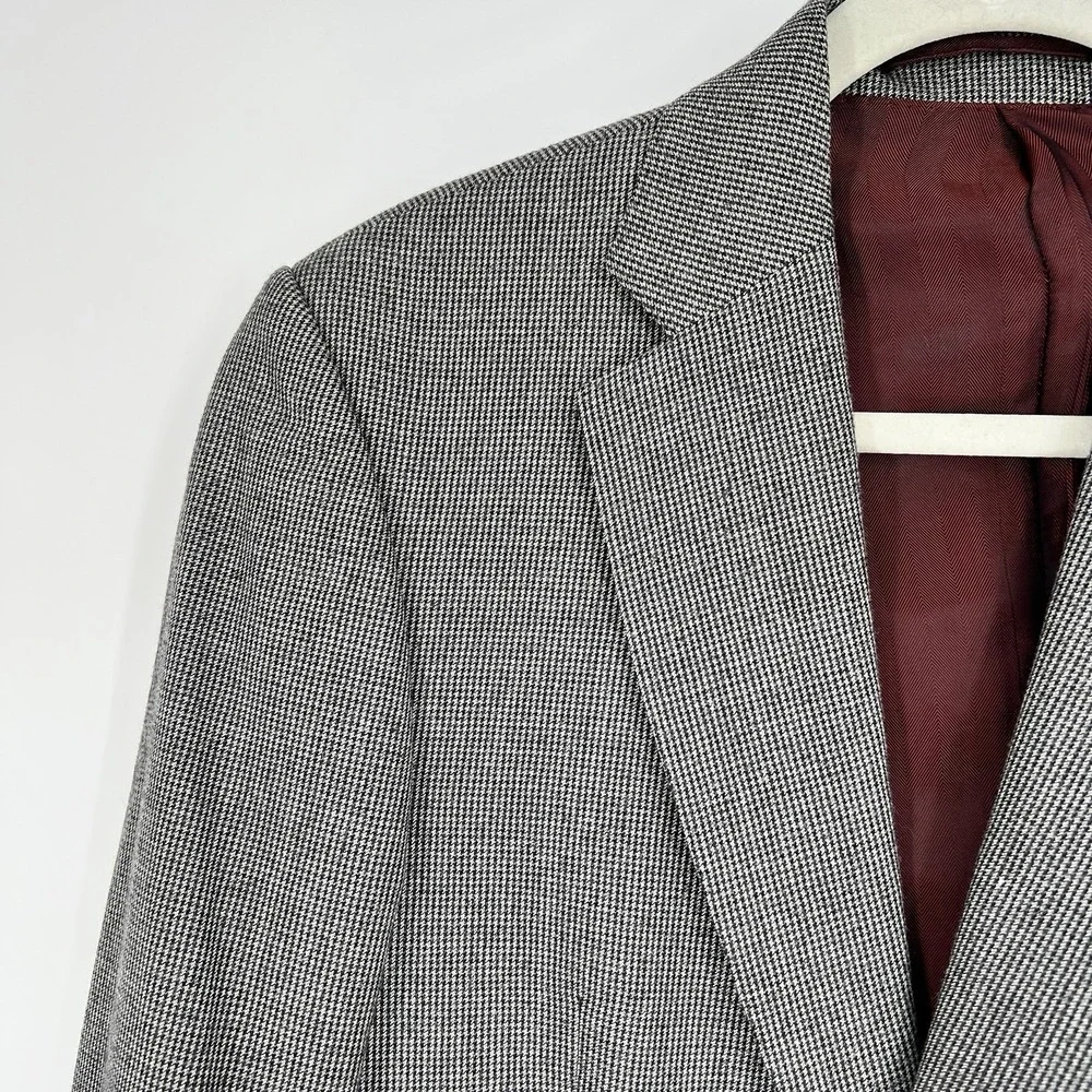 Charles Tyrwhitt Mens‎ Sport Coat Black Check Yorkshire Tweed Wool Slim Fit 38S